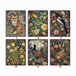 William Morris Animal Art Poster Set, Botanical Jungle Prints - thumbnail 2