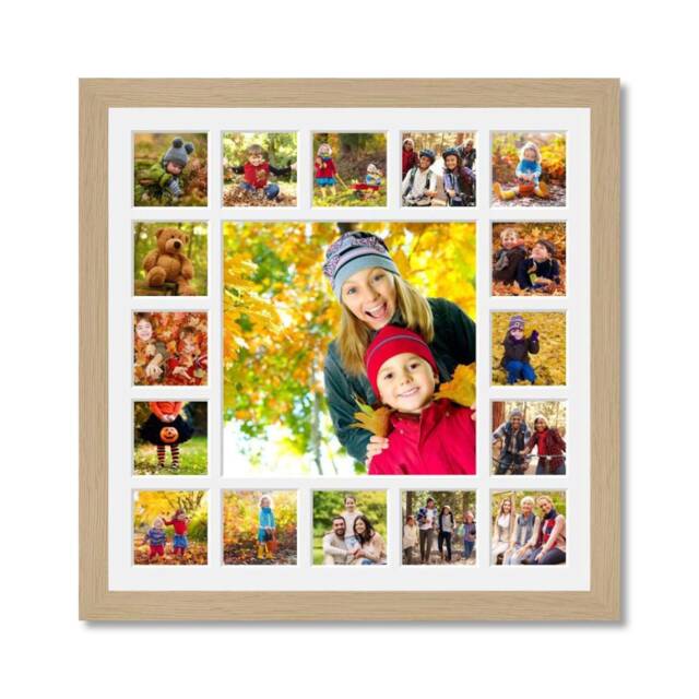 Large Oak Veneer Multi Photo Frame - Family Collage - image 1