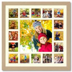 Large Oak Veneer Multi Photo Frame - Family Collage - thumbnail 3