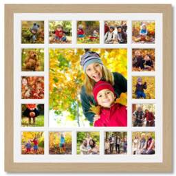 Large Oak Veneer Multi Photo Frame - Family Collage - thumbnail 2