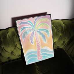 Pastel Palm Tree Art Print Whimsical Coastal Wall Decor - thumbnail 3