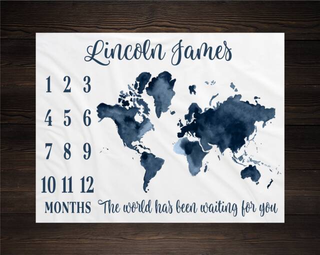 World Milestone Blanket Boy Monthly Growth Tracker Baby Shower Newborn Gift For Gender Neutral The Has Been Waiting You - image 1