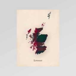 Clan Lindsay Scottish Tartan Map - Of Scotland Family Wall Decor, Ready To Hang - thumbnail 2