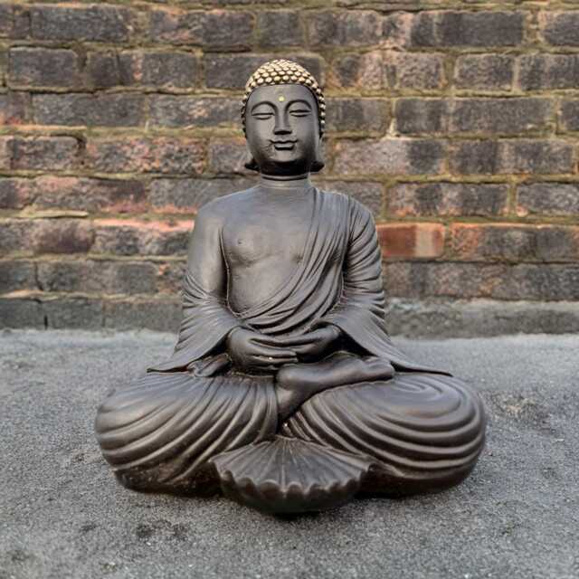 Concrete Buddha Decoration Stone Relaxing Figurine Outdoor Chinese Sculpture Cement Japanese Zen Garden Statue - image 1