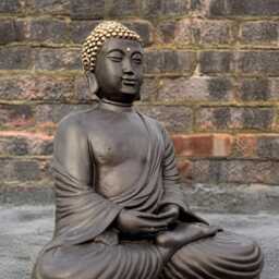 Concrete Buddha Decoration Stone Relaxing Figurine Outdoor Chinese Sculpture Cement Japanese Zen Garden Statue - thumbnail 2