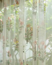 Chiffon Handblock Iris Curtains, Floral Curtains, Sheer Curtains For Living Room, Bedroom, Window & Door Pack Of 1 - thumbnail 1