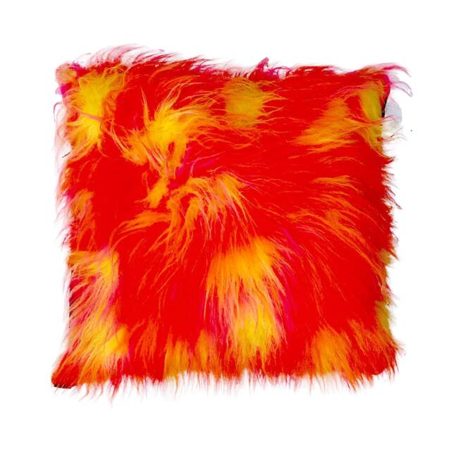 Camouflage Fluffy Orange, Yellow & Pink Cushion Cover, Great Fun Fabric Soft Decorative Sofa Fits 18 - image 1