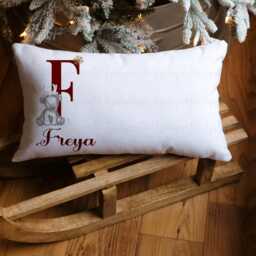 Christmas Reindeer Alphabet Pillow Case, Personalised Sleeping Pillow, Red Eve Bedding, Box Gift Filler - thumbnail 3