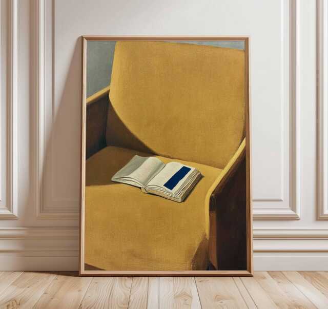Golden Armchair Book Print - Minimalist Literary Home Decor