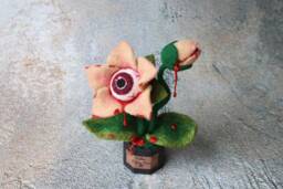 Felted Eyeball Flower Handmade Halloween Gift, Gothic Decor