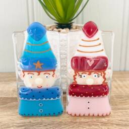 Elf Christmas Fused Glass Candle Holder Decoration - Fused Glass Decoration, Cornish Glass, Cornwall - thumbnail 1