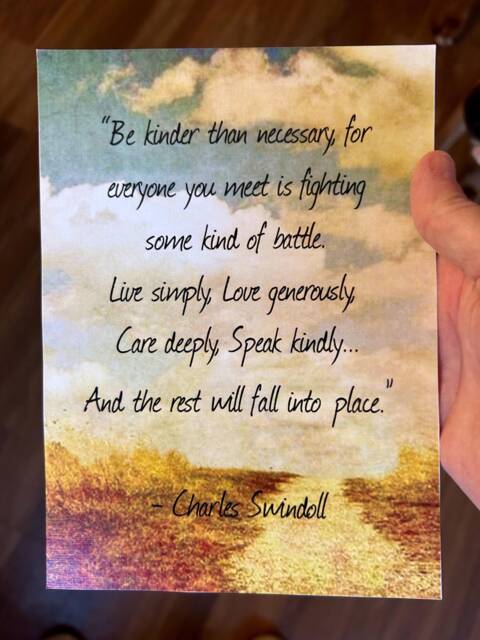 Inspirational Quote Art Print Be Kinder Than Necessary, Handmade Plaque - image 1