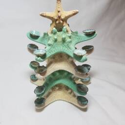 starfish Christmas Tree Decoration, Limpet Tree, Beach Table Top Green - thumbnail 2