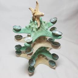 starfish Christmas Tree Decoration, Limpet Tree, Beach Table Top Green - thumbnail 3