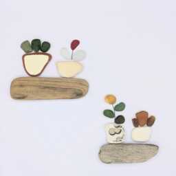 Sea Glass Flower Art Coastal Decor, Beach Pottery Picture - thumbnail 2