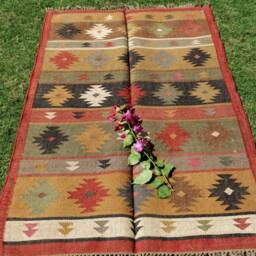 4 X 6 Handmade Kilim Rug, Jute Multi Color Dhurrie Indian Kilim, Large Custom Kilims - thumbnail 2
