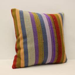 Handmade Turkish Kilim Pillow Cover, Bohemian Throw - 18x18 - thumbnail 2