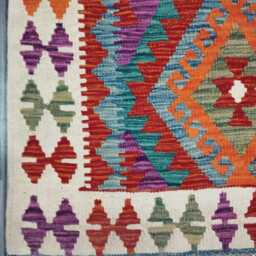 Tribal Kilim Rug, Handmade Artisan Afghan Turkish Scandinavian Navajo Bohemian Flatweave Wool Rug 138x90 cm - thumbnail 2