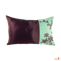 Silver Tree Green Cardinal Throw Pillow Brown Silk Accent - thumbnail 3