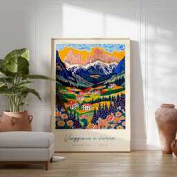 Dolomites Italy Travel Poster Alpine Mountain Art - thumbnail 2