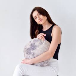 Full Moon Pillow Silver Velvet Lunar Decor - 14.6 - thumbnail 4