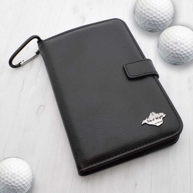 Pewter Isle Of Wight Design - Personalised Leatherette Golf Organiser Complete With Divot Repairer, Marker, Tees, Scorecard & Pencils - image 1