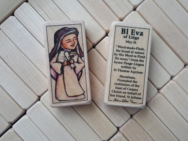 Bl Eva Of Liege Patron Saint Block With Gift Bag // Promoter Corpus Christi Feast Friend St Juliana By Almondrod Toys - image 1