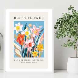 Birth Flower Print March Daffodil - Birthday Month Poster Botanical Wall Art Gift Idea A5 A4 A3 Framed Or Unframed - thumbnail 3