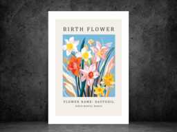 Birth Flower Print March Daffodil - Birthday Month Poster Botanical Wall Art Gift Idea A5 A4 A3 Framed Or Unframed - thumbnail 1