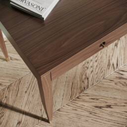Mid Century Modern Walnut Desk With Brass Accents - thumbnail 3