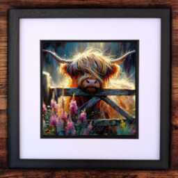 Scottish Highland Cow Wall Art Print, Gift, Room Decor - A Quick Shower Highlands - thumbnail 1