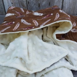 Rustic Feather Baby Blanket - Cotton & Ivory Minky, Shower Gift - thumbnail 4