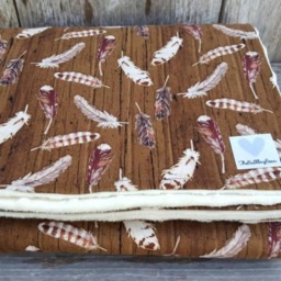 Rustic Feather Baby Blanket - Cotton & Ivory Minky, Shower Gift - thumbnail 3
