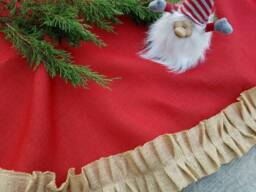 Burlap Ruffle Tree Skirt Natural Christmas Red Rustic Ruffed Farmhouse