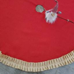 Burlap Ruffle Tree Skirt Natural Christmas Red Rustic Ruffed Farmhouse - thumbnail 3