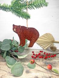 Bear Christmas Tree Decoration, Wooden Christmas Tree Decoration, Bear Decor, Ornament, Bauble, Gift - thumbnail 1