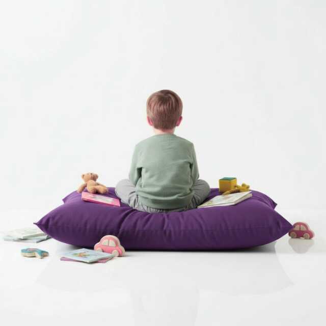 Bean Bag Large Purple Floor Cushion Soft Polyester Pillow - image 1
