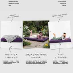 Bean Bag Large Purple Floor Cushion Soft Polyester Pillow - thumbnail 3