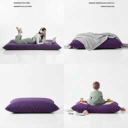 Bean Bag Large Purple Floor Cushion Soft Polyester Pillow - thumbnail 2