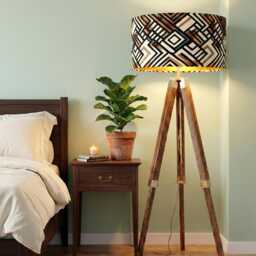 Handmade By Order Luxury Brown Beige Wooden Patterned Velvet Geometric Pattern Drum Lamp Shade Pendant Light All Shapes Available - thumbnail 2