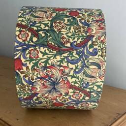 William Morris Golden Lily Biscuit & Indigo Red. Luxury Lamp Shade. Bespoke. Handmade Table Or Pendant Drum Shades in 20cm, 30cm & 40cm - thumbnail 4