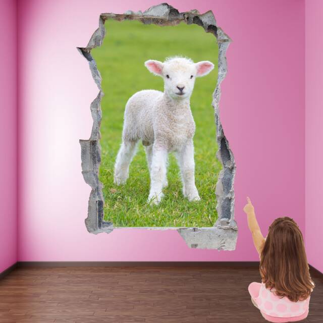 Cute Baby Lamb Wall Decal Sticker Mural Poster Print Art Home Kids Bedroom Decor Gl16 - image 1