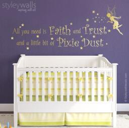 Fairy Wall Decal, All You Need Is Faith Trust & A Little Bit Of Pixie Dust Girls Bedroom Tinkerbell Stars Decal - thumbnail 1