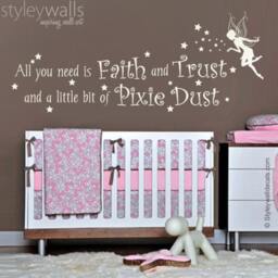 Fairy Wall Decal, All You Need Is Faith Trust & A Little Bit Of Pixie Dust Girls Bedroom Tinkerbell Stars Decal - thumbnail 2