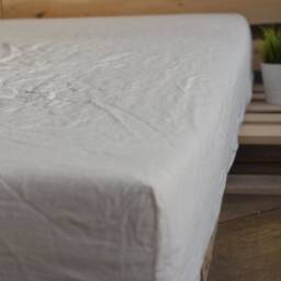Linen Fitted Sheet in A Antique White Color Queen King Twin 100% Flax Softened Sheet White Linen Bedding - thumbnail 3