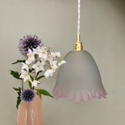 Vintage Tulip Pendant Light in Frosted Glass, Half White, Pink - thumbnail 3