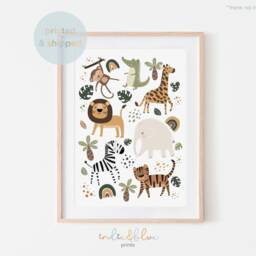 Jungle Animals Print, Safari Scandi Nursery Decor, Boy Playroom Prints, Kids Art - thumbnail 2