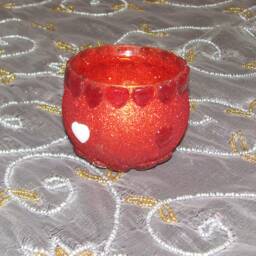 Glass Votive With Hearts Tea Light Candle Holder Pink Cup 1 Pieces - thumbnail 4