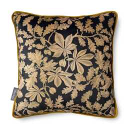 Celina Digby?? Luxury Designer Velvet Cushion Cover Pillow, Floral Design With Gold Piping, Four Seasons Autumn, Graphite & Gold, in 2 Sizes - thumbnail 1