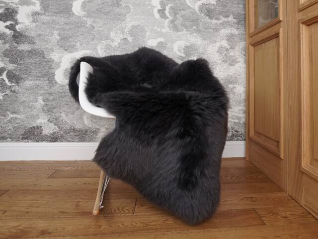 Sheepskin Rugs Gray Anthracite Throw Genuine Leather Wool Carpet Decorative Rug Comfy, Carpet Shag Cozy Good Gift - image 1